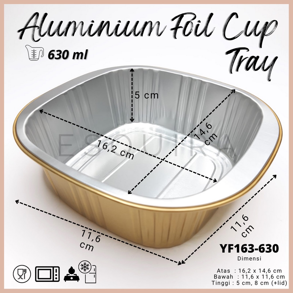 Aluminium Foil Cup Tray Gold + Lid / 10 PCS / YF163-630