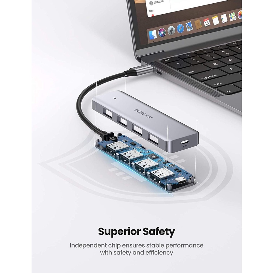 USB HUB 5in1 UGreen USB-C to USB 3.0x4Port + USB-C (70336)