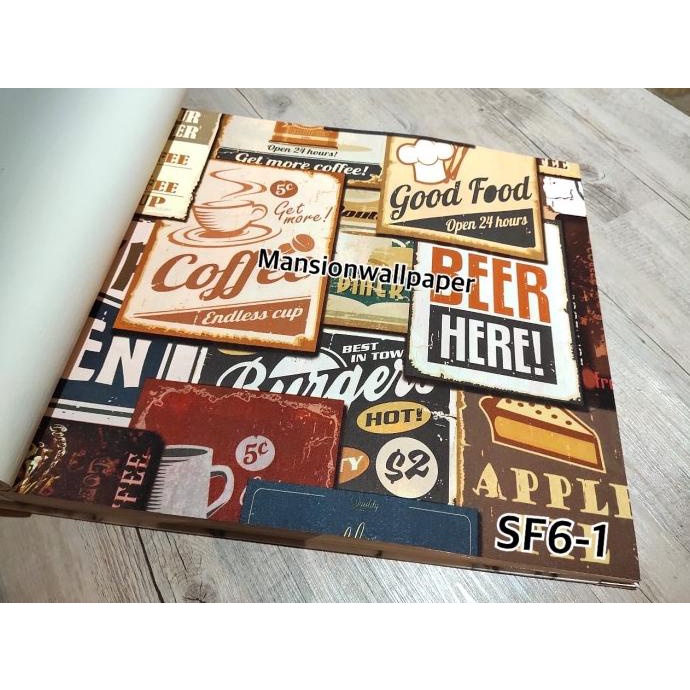 Wallpaper Dinding Murah Cafe Coffee Koran Grafiti Warna Vintage Retro