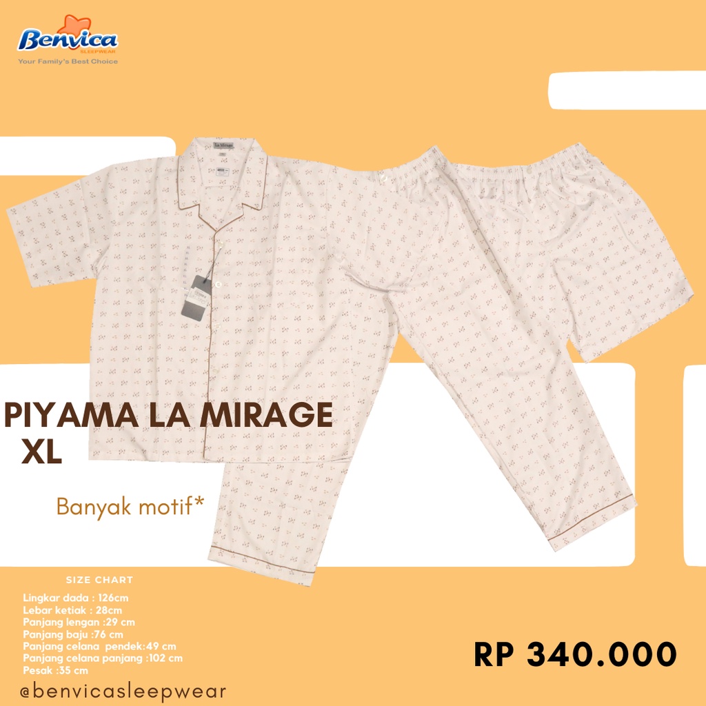 BENVICA BAJU TIDUR PIYAMA LAKI-LAKI DEWASA KATUN XL LA MIRAGE PREMIUM PRIA DEWASA