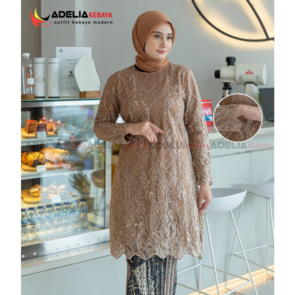 kebaya tunik erina - baju kebaya tulle bordir - model kebaya terlaris 2023 - stelan kebaya outif pesta dan kondangan