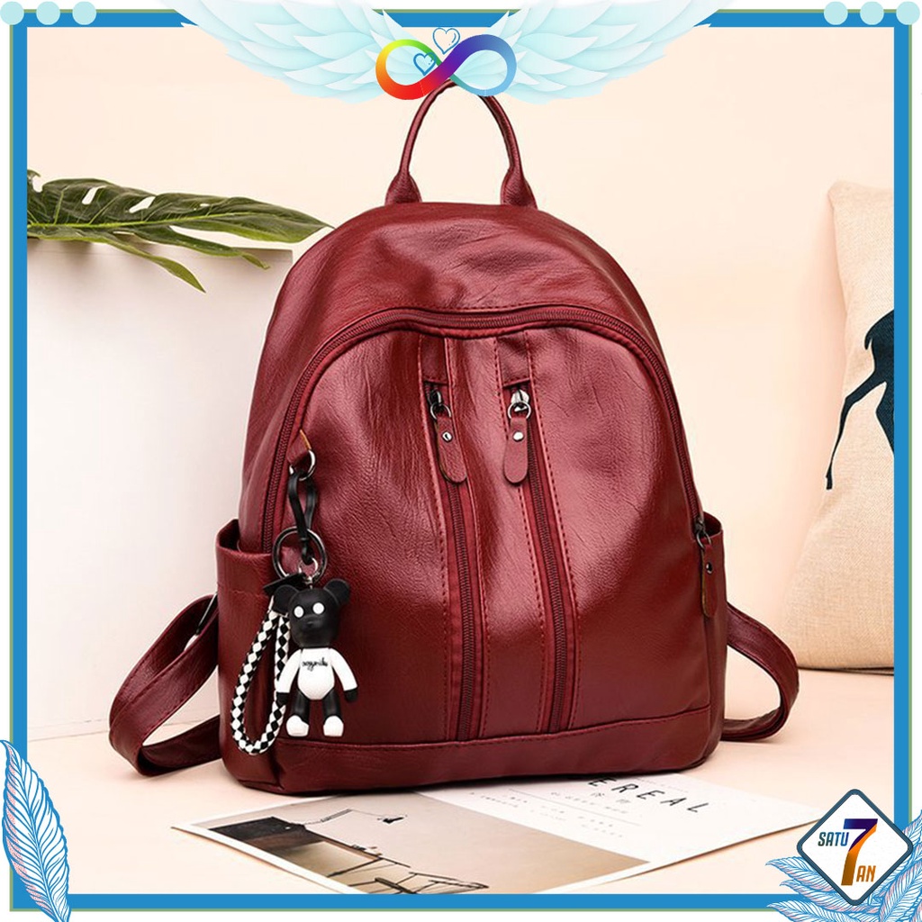 Satu7an T33 Tas Ransel Wanita Fashion New Stylish Tas Punggung Kantor Kerja Sekolah Kuliah Outdoor Trendy Import Backpack Kulit Sintetis