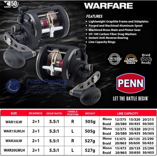 Reel PENN OH Warfare 15/20/30 Hanlde Kiri