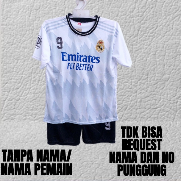 SETELAN BAJU BOLA ANAK REALMADRID PUTIH USIA 0-12THN