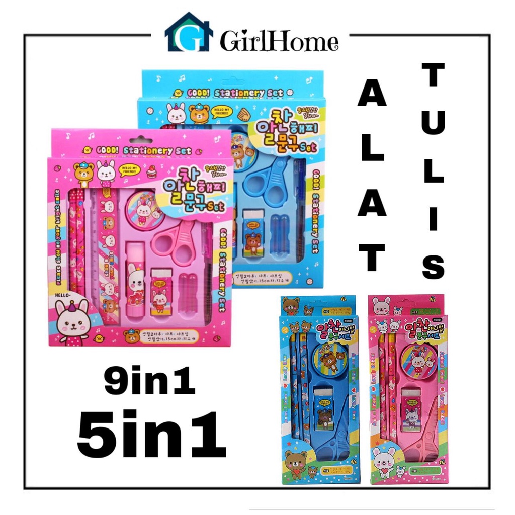 

GH100214 Pensil Set alat tulis 9 in 1 full set 5 in 1 Set