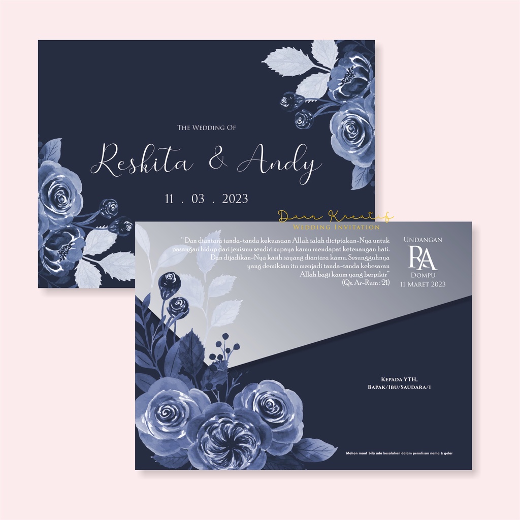 UNDANGAN PERNIKAHAN SEMI AMPLOP RUSTIK, BAHAN TEBAL DAN GLOSSY