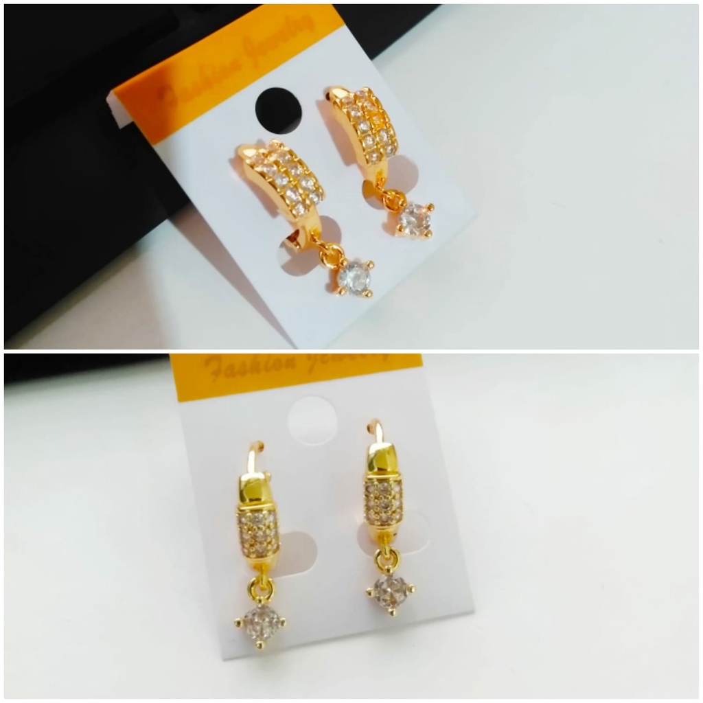 AV377 Grosir Anting Juntai Permata Anting Dewasa Lapis Emas