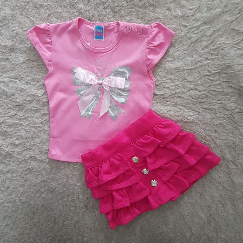 Setelan Bayi Ribbon ruffle skirt set