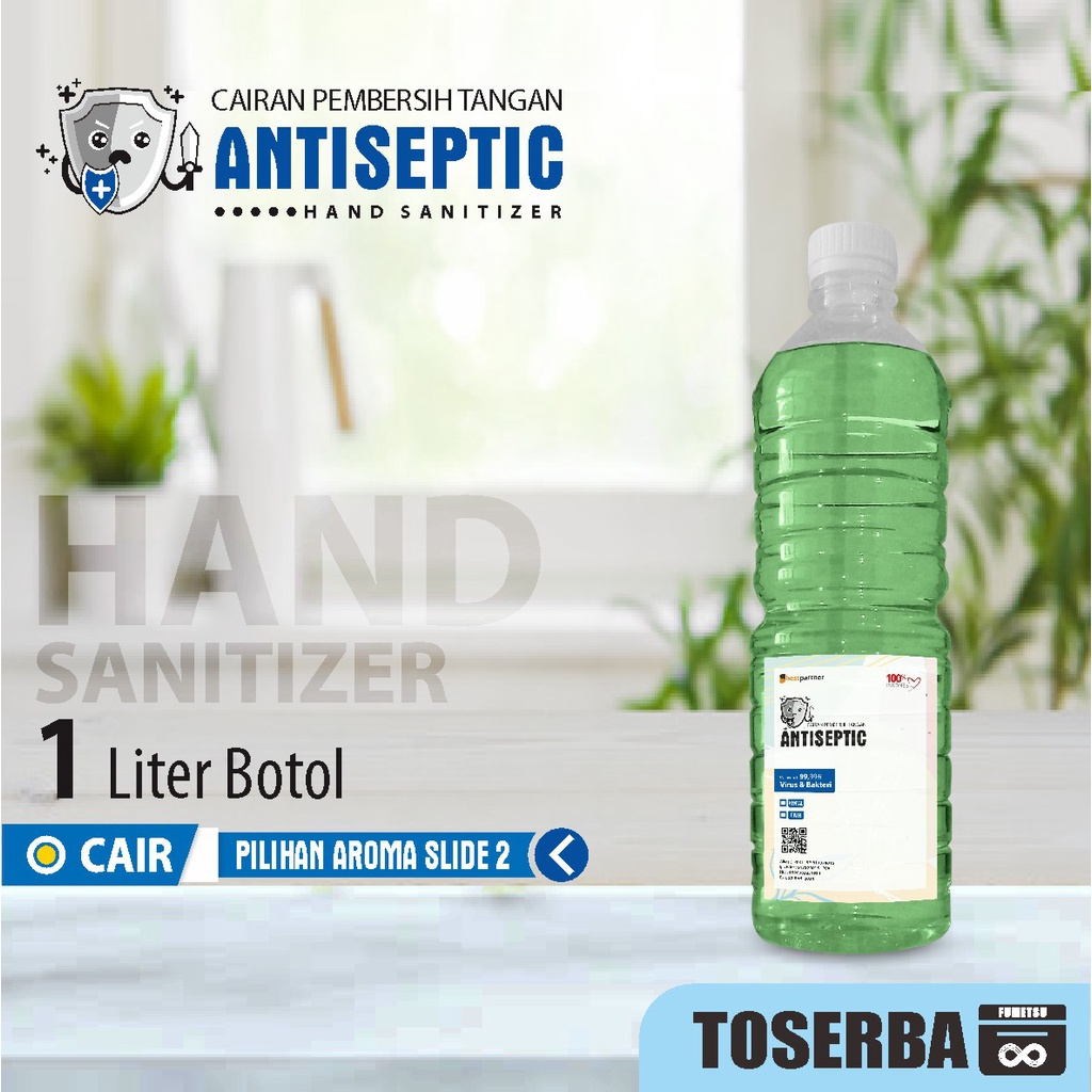 Hand Sanitizer Cair Warna Aroma Segar / Hand sanitizer Liquid Refiil  1 Liter Pet