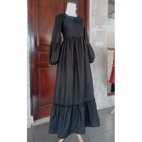 Gamis Hitam Rempel Bawah // Gamis Remaja Dewasa Hitam // by : Cantya Boutque