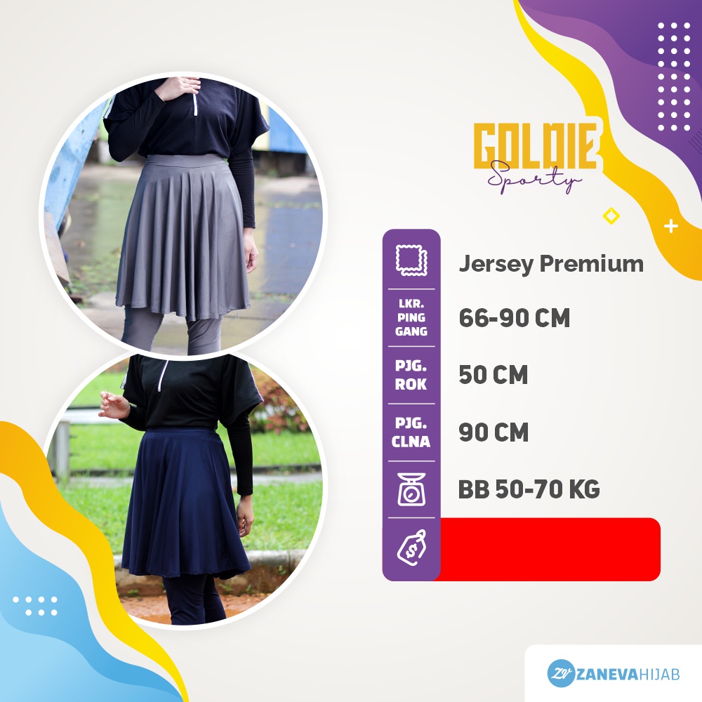 ZANEVA SPORTWEAR ORI – FULL SET Adrea Sporty, Sopan, Nyaman | 3in1 Baju, Legging Rok, Manset