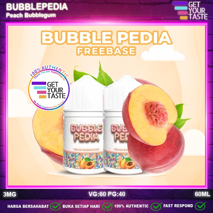 Liquid Bubblepedia Peach Bubblegum 60ML Bubble Pedia Gum by Majapahit