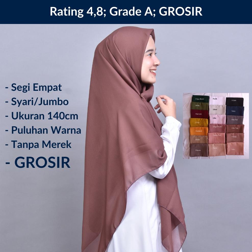 Bella Square Jumbo Syari 140 x 140 cm Hijab Segi Empat Syar'i Kerudung Jilbab Murah
