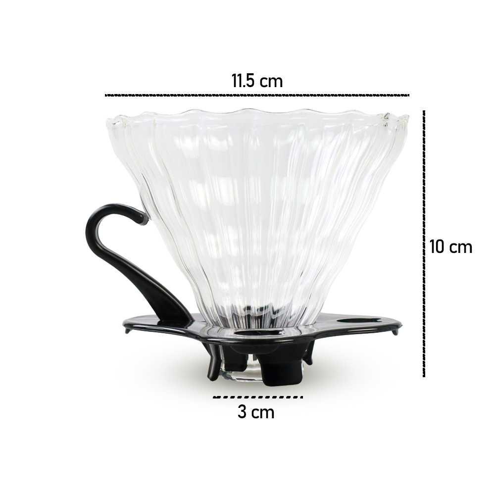 Wadah Filter Kopi Kaca V60 Reusable Glass Coffee Dripper - SD-8106 - Transparent