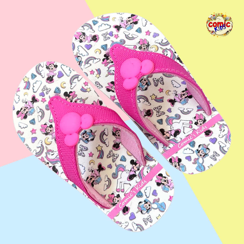 Sandal Jepit Anak Perempuan Comickids Sendal Bayi Balita Cewek 3 4 5 Tahun Flip Flop Baby Girl Kids Slippers Minnie Mouse Pink