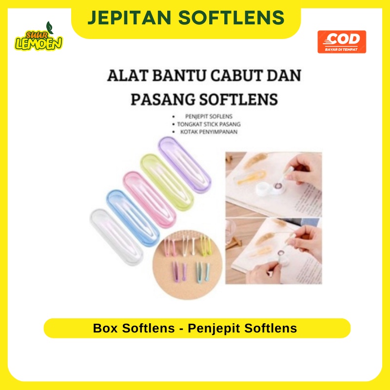 Jepitan Softlens + Box / Alat Bantu Pasang Lensa Kontak Contact Lens / Aplikator Capitan Penjepit Soflen Tweezer Stick Pinset