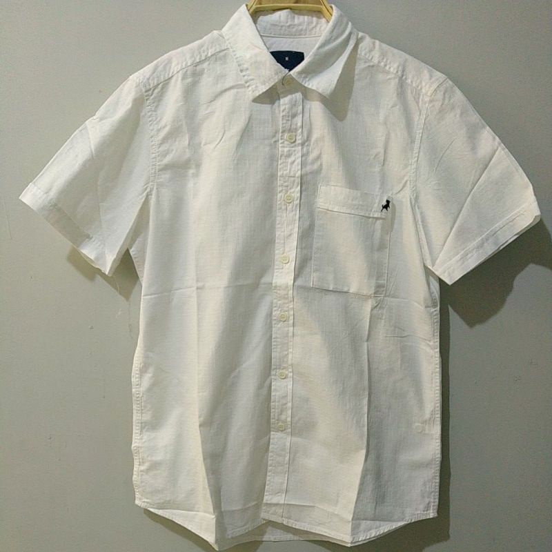 KLS395 OB KEMEJA PENDEK WARNA PUTIH SLIM FIT LOIS ORIGINAL
