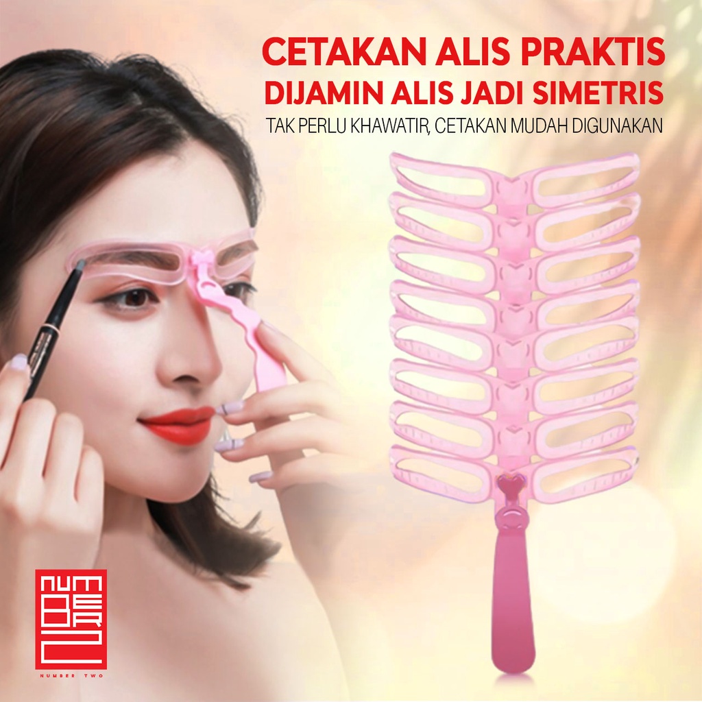 Cetakan alis jiplak gagang 8 in 1 isi 8 warna pink silikon untuk pemula inovatif area surabaya gandeng yang nyambung sepasang menyatu instan praktis anti gagal simetris tempel eyebrow anti air waterproof