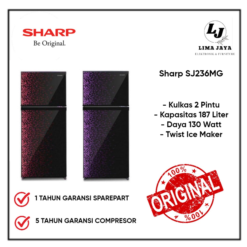 Kulkas 2 Pintu SHARP SJ236MG 187 Liter Kulkas Sharp Dua Pintu