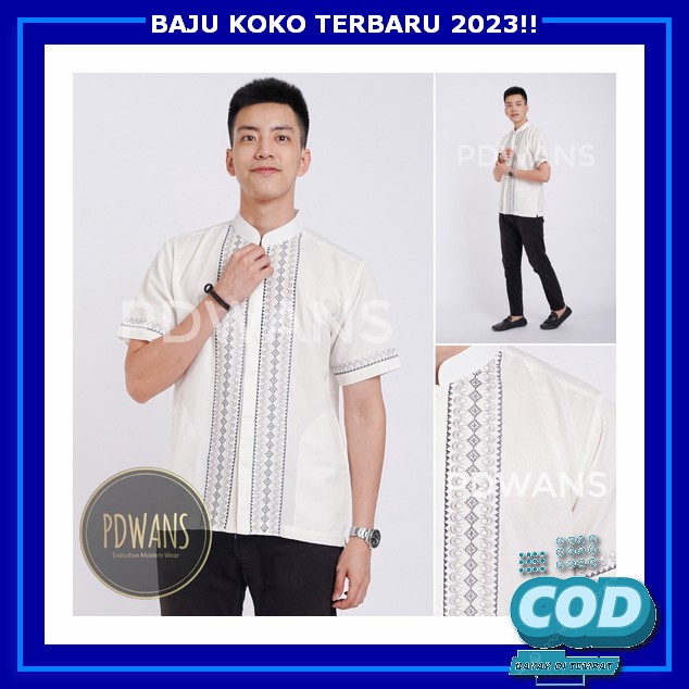 Lobby Mode Baju Koko Pria Muslim Qurta Tojiro Bahan Toyobo Premium 2023 Baju Koko Lengan Pendek Puti