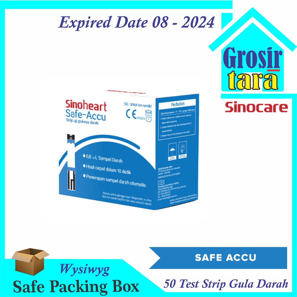 Strip Stik Gula Darah Sinocare Sinoheart Safe-Accu Strip Safe Accu Blood Glucose