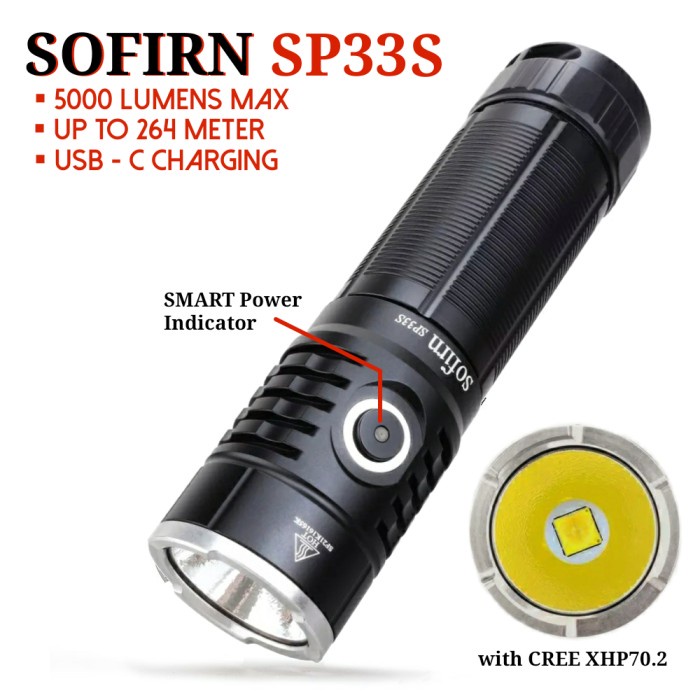 Terlaris Sofirn Sp33S Senter Led Cree Xhp70.2 Xhp70B 5000 Lumens Usb C