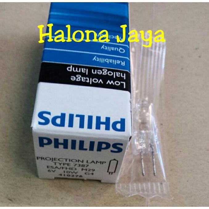 LAMPU HALOGEN KACANG PHILIPS 10W 6V PROJECTION LAMP TYPE 7387 [COD]