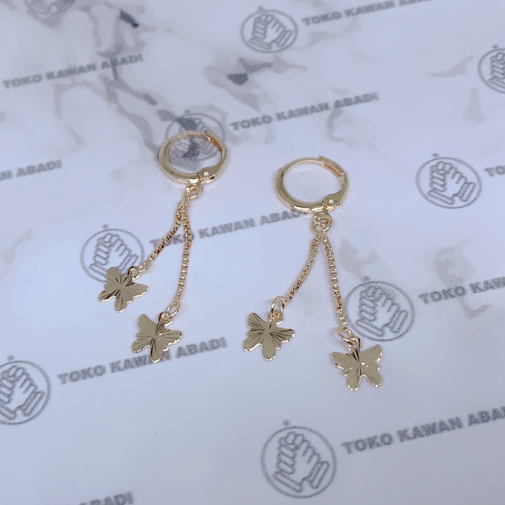 Xuping Gold Anting Dewasa Model Clips Permata Pelangi 24K *61