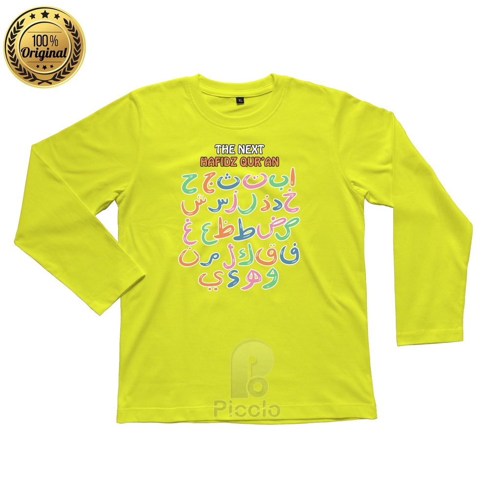 (FREE NAMA) BAJU KAOS ATASAN LENGAN PANJANG ANAK MOTIF THE NEXT HAFIDZ QUR'AN/HURUF HIJAIYAH UNISEX