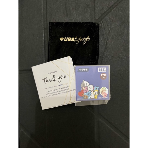 UBS BT21 cooky pendant necklace / liontin kalung emas Jk Jungkook Original 17k