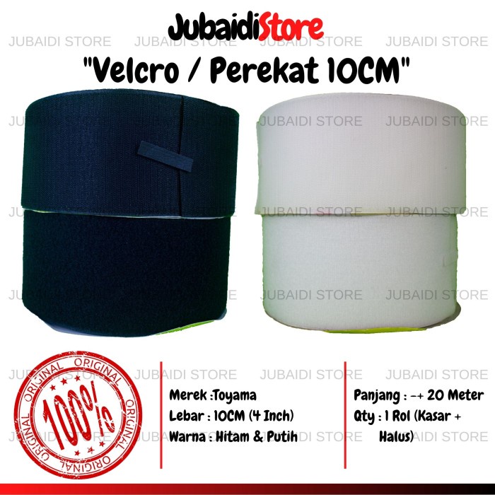 

Terlaris Velcro / Hook & Loop / Perekat 4Inch Hitam & Putih 10 Cm Rol