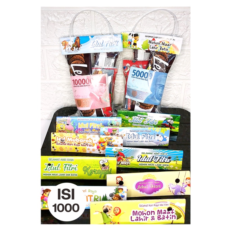 

[ Isi 1000 pcs, 18 pilihan motif ] Tas Plastik Snack Lebaran | Kantong THR Anak Kekinian | Amplop Parcel Lebaran Grosir | Tas Parcel Idul Fitri Anak Karakter kartun lucu ukuran 12x20 cm Tali Putih