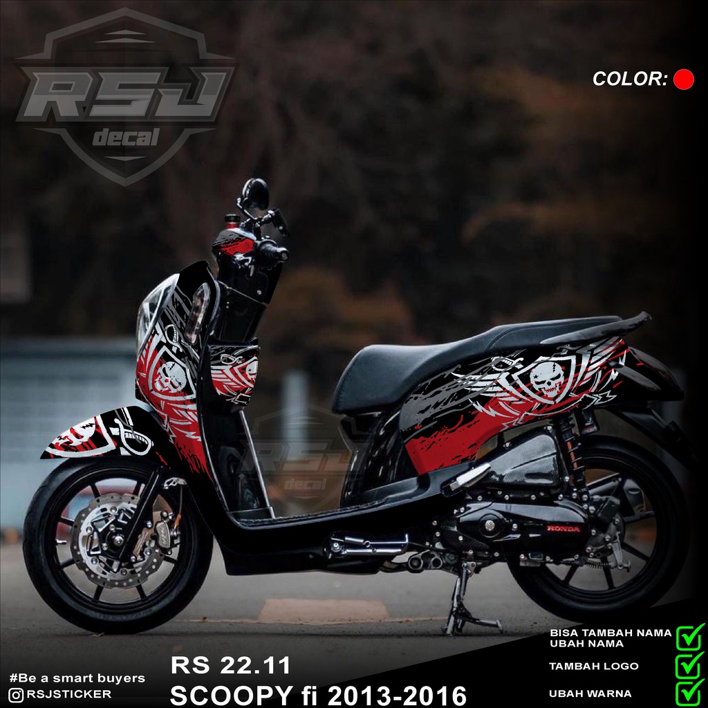 Decal scoopy Dekal Scoopy full body Full Blok Decal Scopy Fi 2013 2014 2015 2016 desain polos Simple