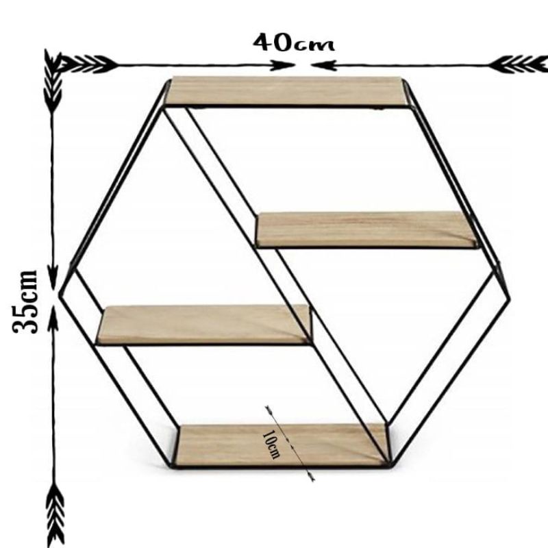 Rak Dinding Hexagonal / Rak Besi / Rak Besi Hexagonal