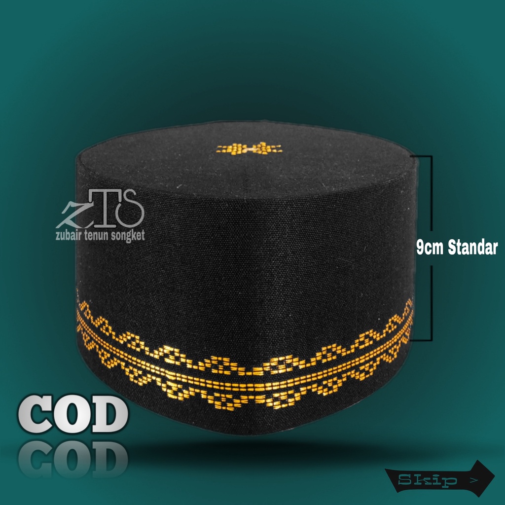 Peci HITAM EMAS DAN SILVER MTIF OMBAK kopiah songkok motif tenun peci dewasa peci sholat