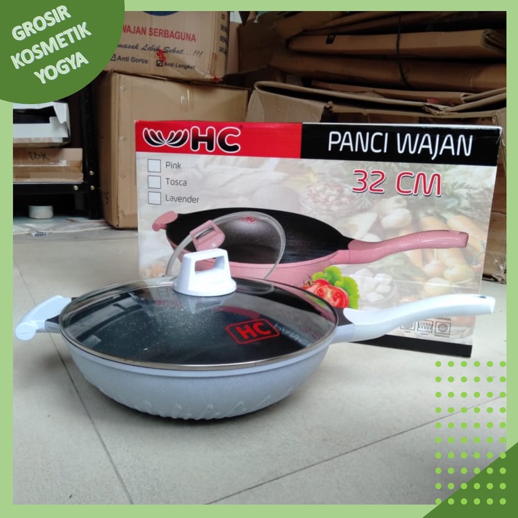 HC WOK PAN / PANCI WAJAN KERAMIK PASTEL / WAJAN WOK HIGH QUALITY ANTI LENGKET 32CM