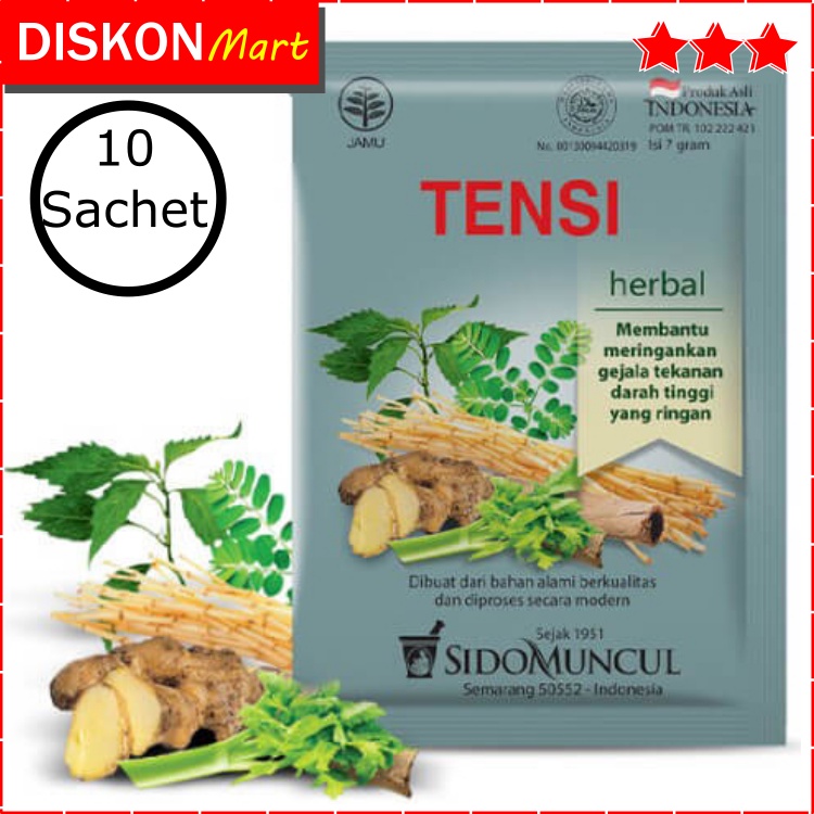 JAMU TENSI SIDOMUNCUL 10 SACHET OBAT HERBAL HIPERTENSI PENURUN DARAH TINGGI SIDO MUNCUL