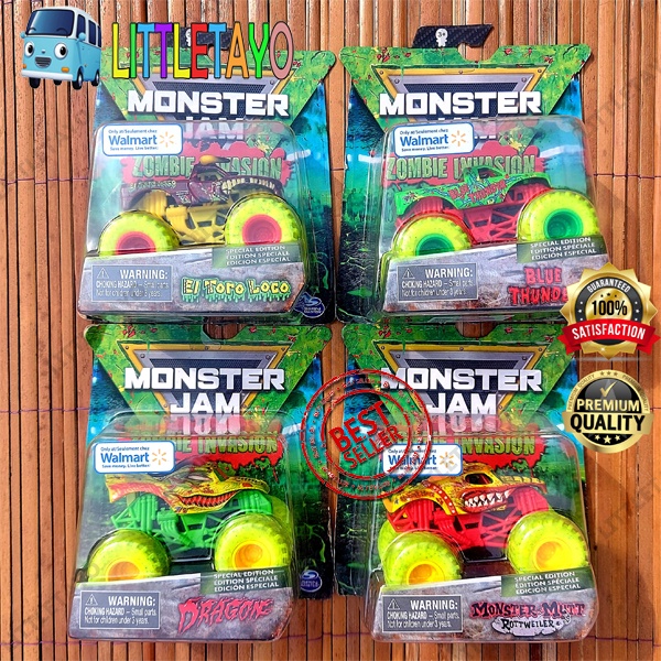 HOTWHEELS MONSTER JAM TRUCK ZOMBIE INVASION EL TORO LOCO MONSTER MUTT ROTTWEILER DRAGON BLUE THUNDER