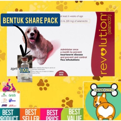 REPACK Obat Kutu Revolution Dog Red Medium 10-20kg Anjing Sedang