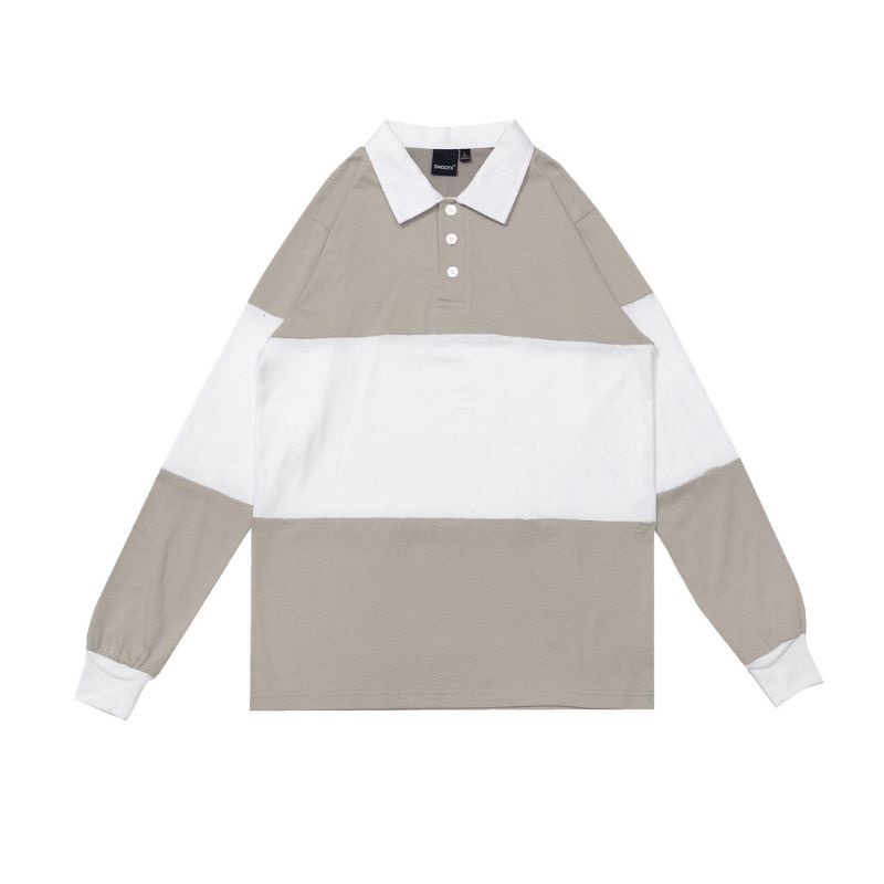 Rugby Polo Shirt Kaos Pria Wanita Lengan Panjang T-shirt Oversize