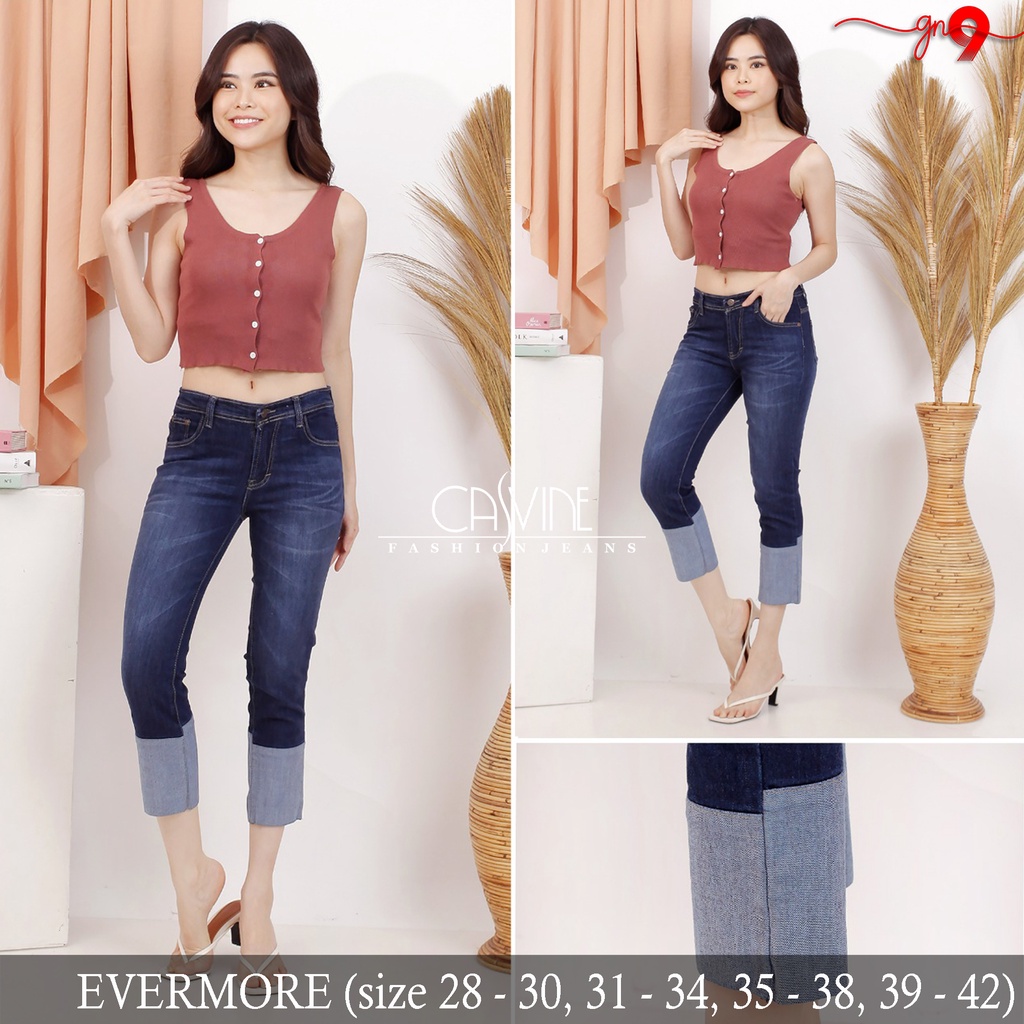 CASVINEJEANS || Celana Jeans Wanita Cewek Everglow Evermore Super Bigsize Jumbo Mom Jeans Stretch Nami like BKK bangkok