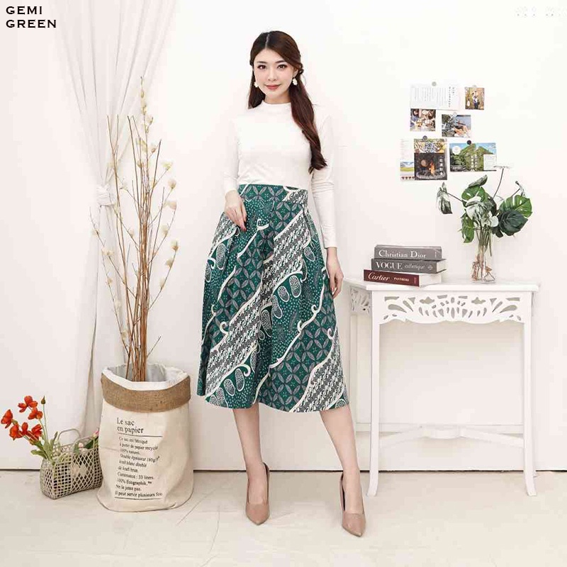 Evercloth Gemi Rok Batik Wanita Selutut Bawahan Batik Perempuan Rok