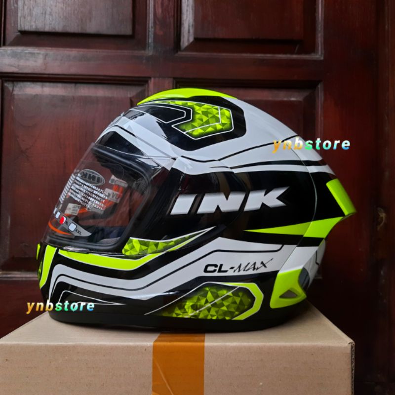 Helm INK CL MAX Seri 5 Yellow Fluo Stabilo | Helm Fullface INK CL MAX #5 Yellow Fluo Original | INK 