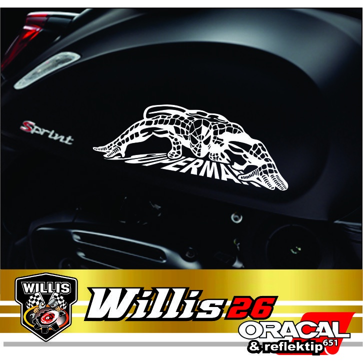 sticker cutting spiderman tepong vespa scoopy mobil
