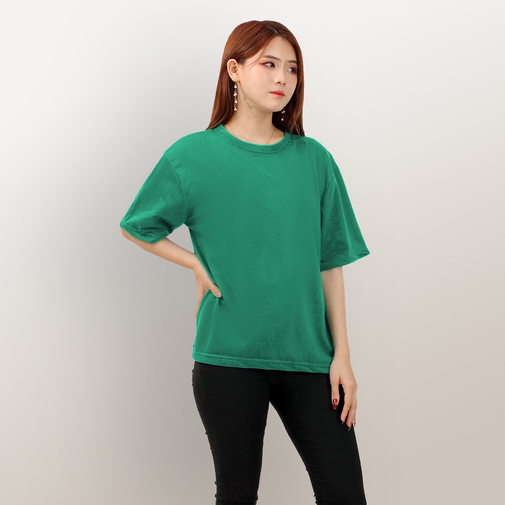 Kaos Tshirt Lengan pendek oversized Wanita Gaya korea leher bulat polos - XSHOP Desting