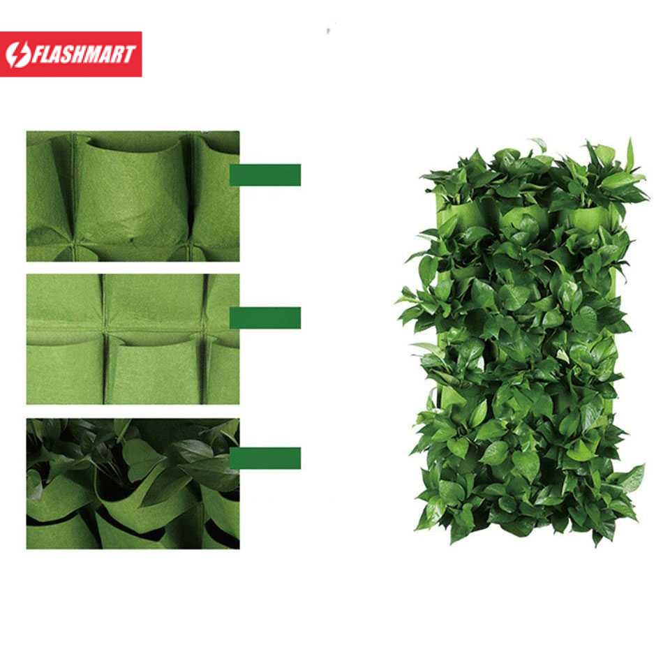 Flashmart Pot Gantung Bunga Hias Tanaman Dekorasi Dinding Vertical Garden 9 Slot - HY001-GR-5