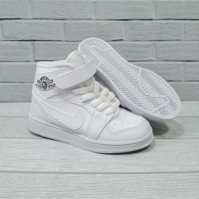 sepatu sneakers anak kids baby nike air jordan 1 high full putih triple white cewek cowok 26-35