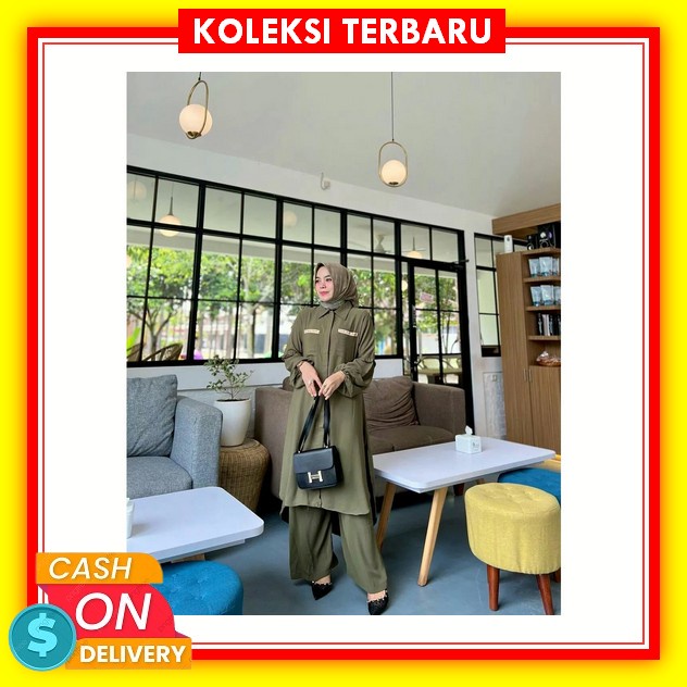 Ayumi One Set Wanita Serut Crinkle Airflow Premium Korean Style Kekinian Viral 2022 - Stelan Serut K