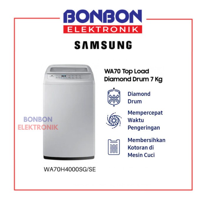 Samsung Mesin Cuci 1 Tabung 7KG WA70H4000SG / WA-70H4000-SG /WA70H4000