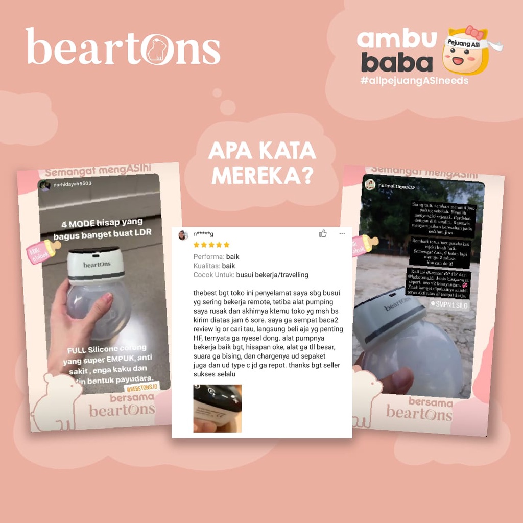BEARTONS MIEL Pompa ASI Elektrik Handsfree Wearable Breast Pump by BEBETONS